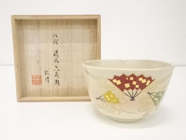 JAPANESE TEA CEREMONY / CHAWAN(TEA BOWL) / KYO WARE / BY ROKUBEI KILN